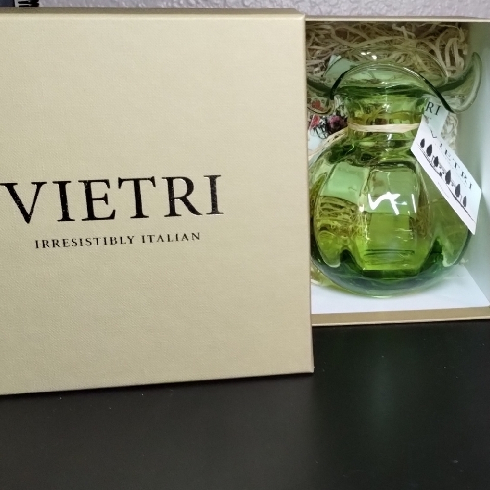 Vietri Olive Green Glass Bud Vase